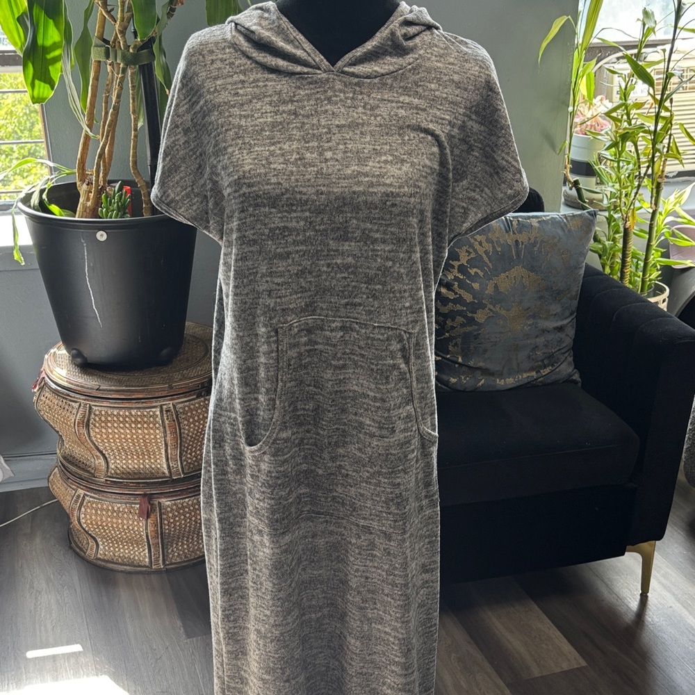 Go Couture Charcoal Hooded Maxi Dress